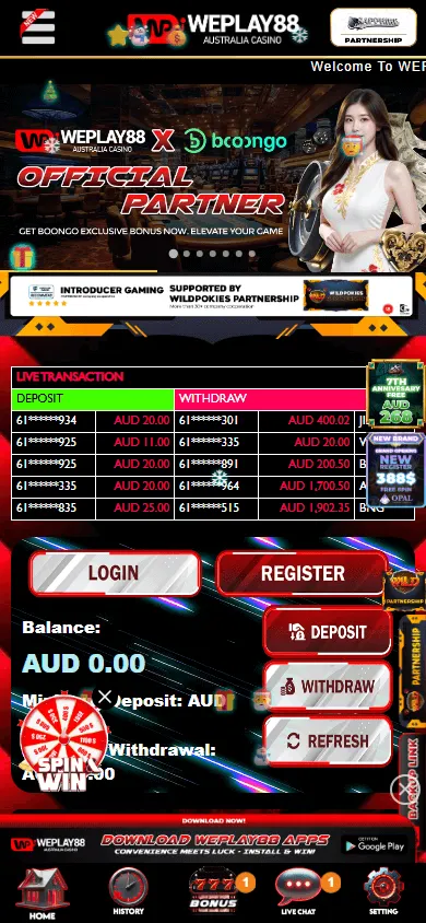 Weplay88 Casino home on mobile