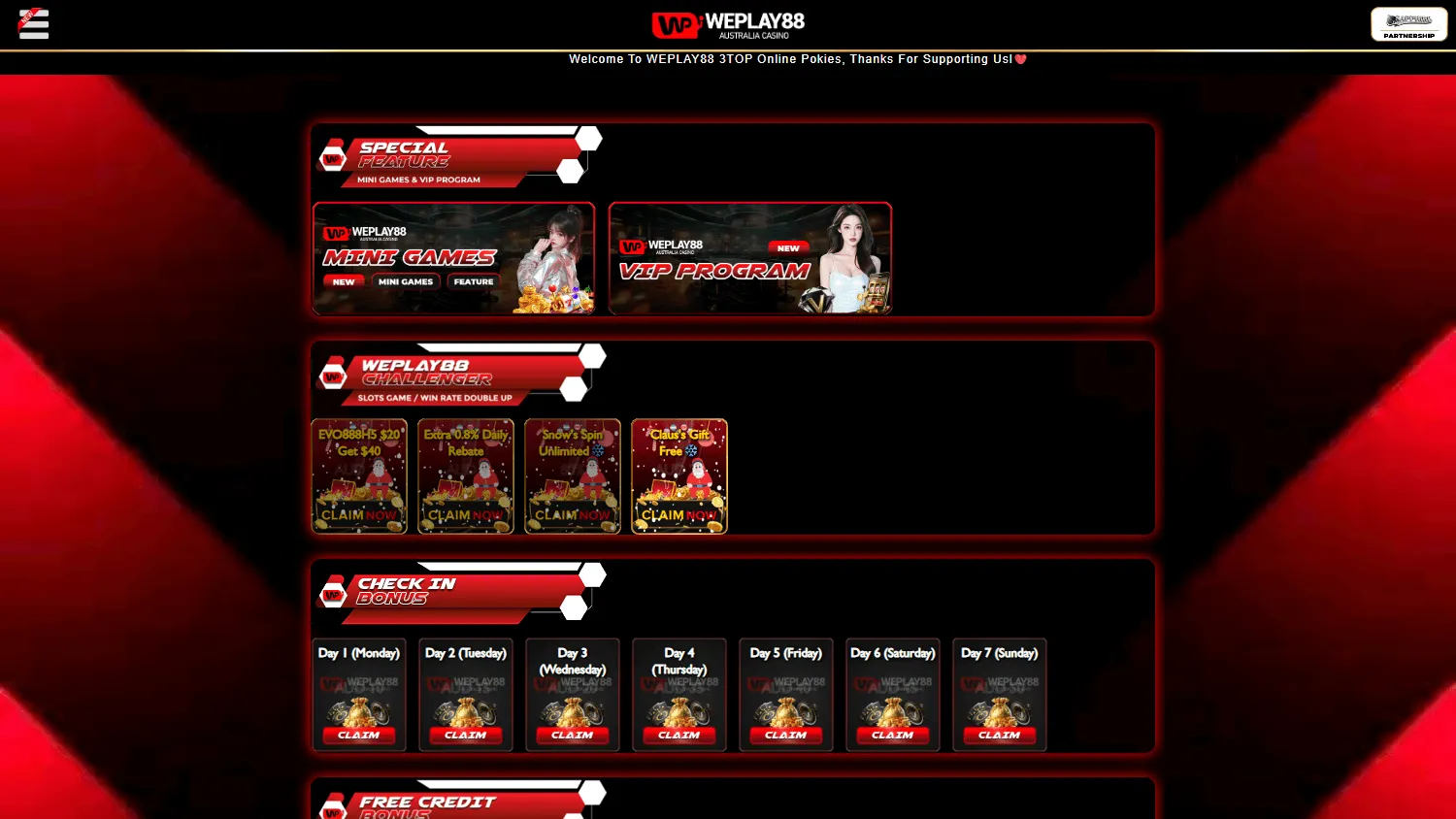 Weplay88 Casino promotions on desktop
